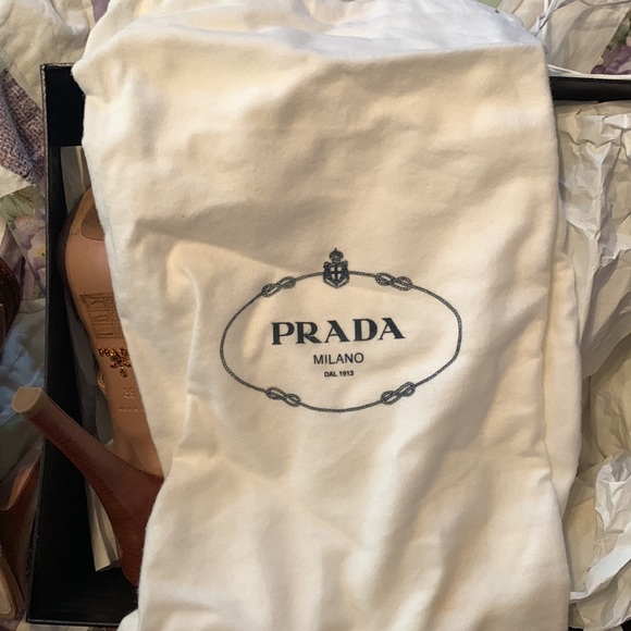 PRADA leather strappy sandal heel. Color: tan/nude “naturale.” Size 39 (US 9) - Picture 5 of 7